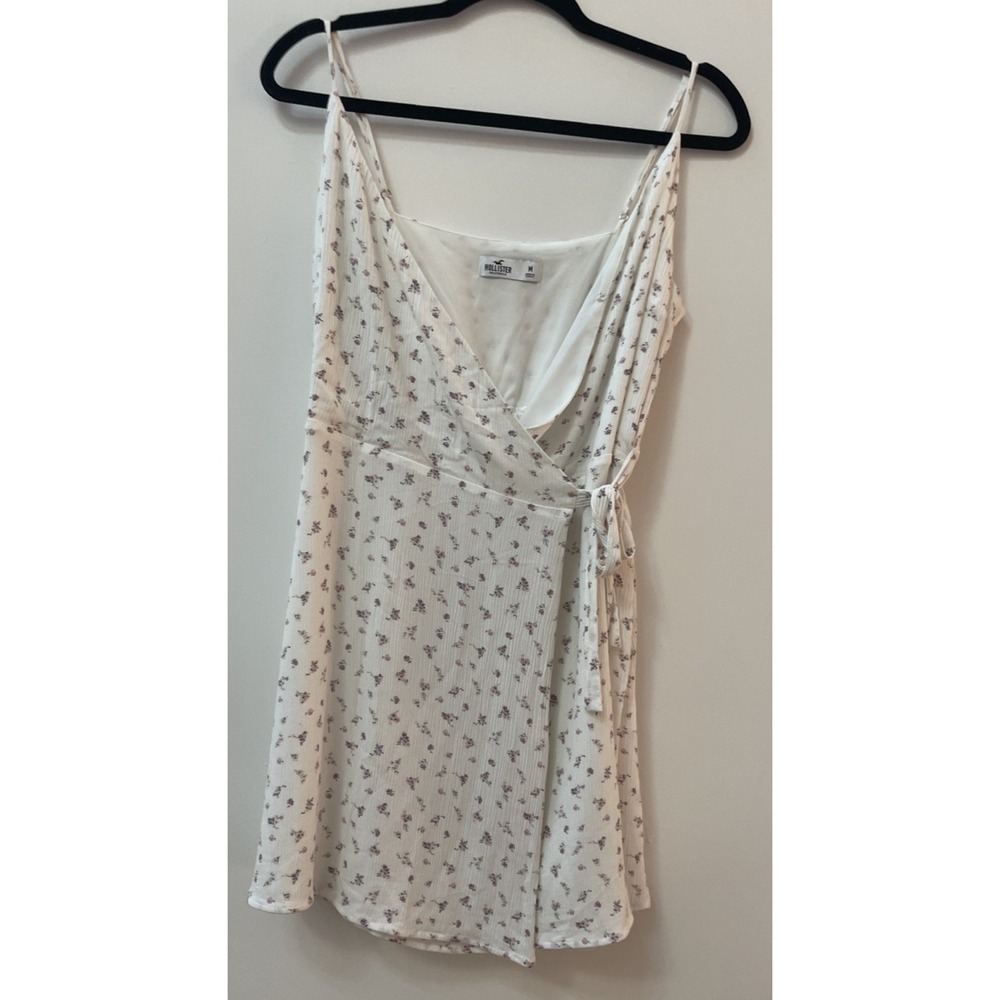 Vintage Hollister White Shabby Chic Ditsy Floral Mini Wrap Dress Women's Medium